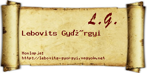 Lebovits Györgyi névjegykártya